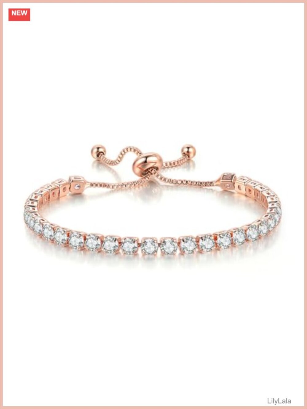 Tennis Bracelet for Women Rhinestone 9 Inch Adjustable Sliding Buckle